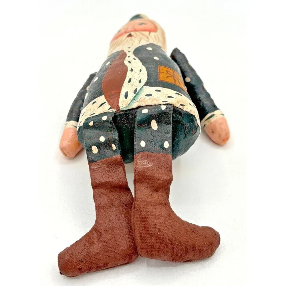 Santa Claus‎ Folk Art Paper Maché Shelf Sitter Primitive Hand Painted Gnome